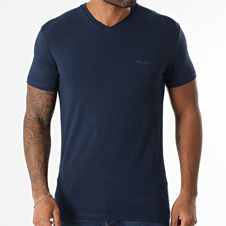 Pepe Jeans - Tee Shirt Slim V-Neck Original Basic PM505999 Azul Marino
