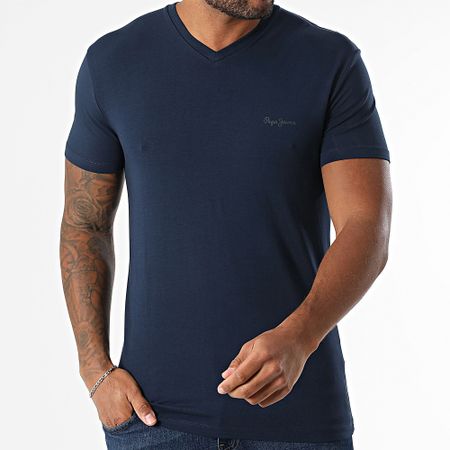 Pepe Jeans - Tee Shirt Slim V-Neck Original Basic PM505999 Azul Marino