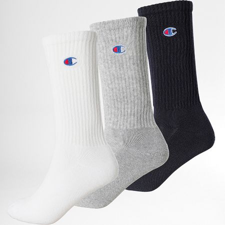 Champion - Juego De 3 Pares De Calcetines Auténticos Blanco Azul Marino Gris Moteado