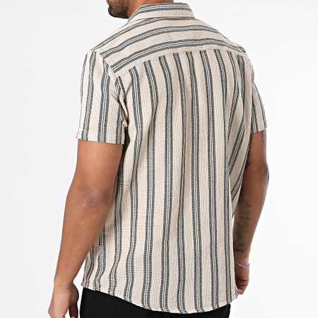 Blend - Camisa de rayas de manga corta 20717682 Beige Negro