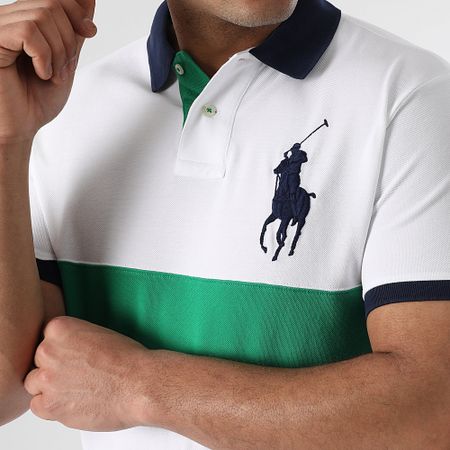 Polo Ralph Lauren - Polo personalizado Slim Fit Original Player Blanco Verde Azul Marino