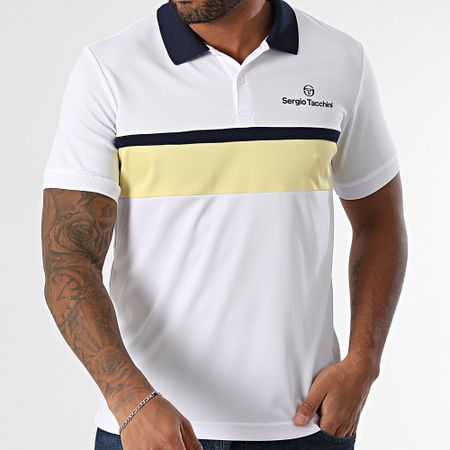 Sergio Tacchini - Polo de manga corta Elfetta 41029 Blanco Amarillo Azul Marino