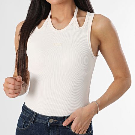 Tommy Jeans - Camiseta de tirantes para mujer Script 0325 Beige claro