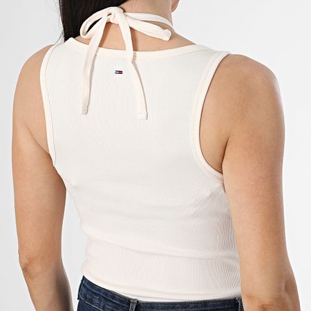 Tommy Jeans - Camiseta de tirantes para mujer Script 0325 Beige claro
