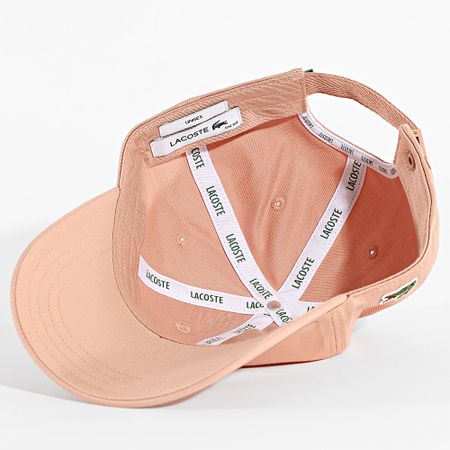 Lacoste - Gorra con logotipo lateral bordado de cocodrilo salmón