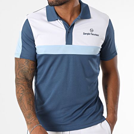 Sergio Tacchini - Alata Blanco Azul Marino Polo Manga Corta Pantalón Corto Conjunto Jogging