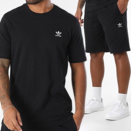 Adidas Originals - Conjunto de camiseta y pantalón corto Trefoil Essential JI8545 IY8520 Negro