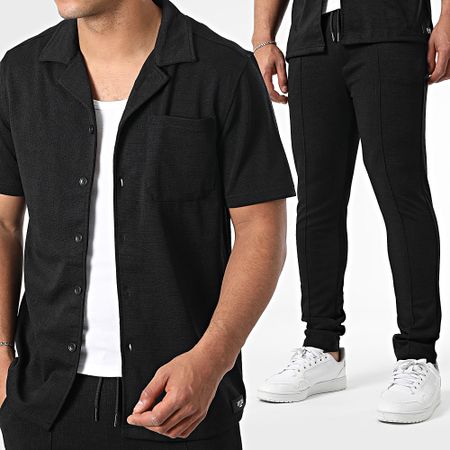 Zelys Paris - Conjunto de camisa de manga corta y pantalón Udo Negro