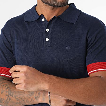 American People - Polo Manga Corta Piano Azul Marino Rojo Blanco