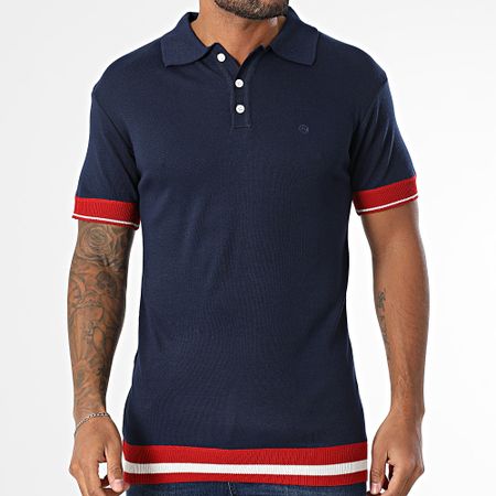 American People - Polo Manga Corta Piano Azul Marino Rojo Blanco