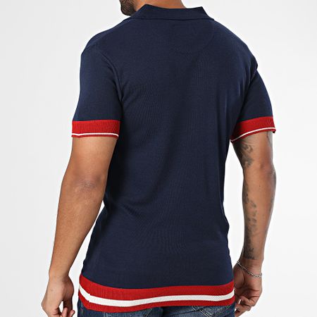 American People - Polo Manga Corta Piano Azul Marino Rojo Blanco