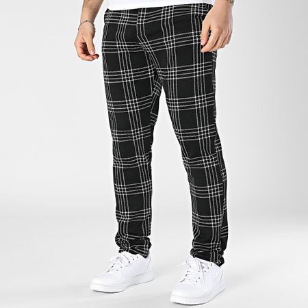 John H - 119 Negro Blanco Skinny Carréaux Pantalones
