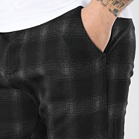 John H - 130 Negro Gris Skinny Carréaux Pantalones