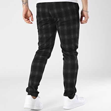 John H - 130 Negro Gris Skinny Carréaux Pantalones