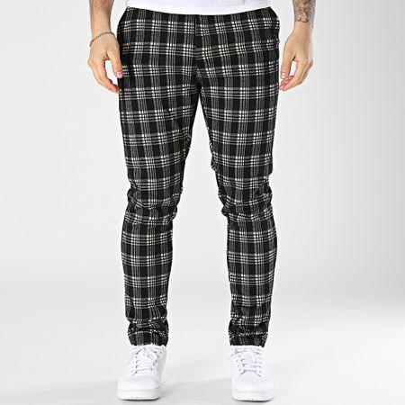 John H - 527 Pantalones pitillo a cuadros blancos y negros
