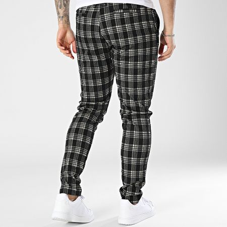 John H - 527 Pantalones pitillo a cuadros blancos y negros