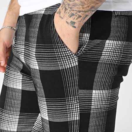 John H - 520 Pantalones pitillo a cuadros negros y grises