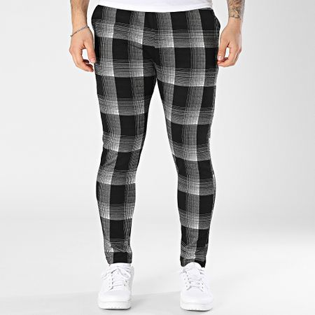 John H - 520 Pantalones pitillo a cuadros negros y grises