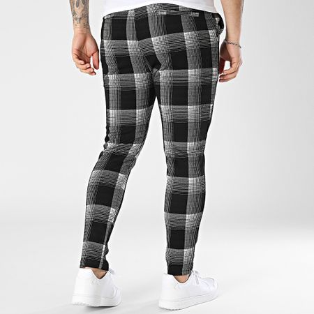 John H - 520 Pantalones pitillo a cuadros negros y grises