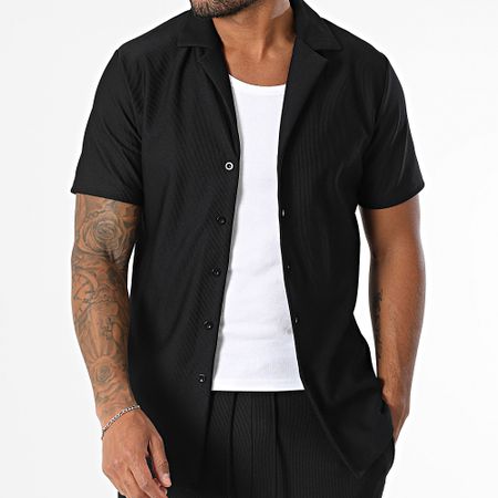 John H - Conjunto de camisa de manga corta y pantalón 342 Negro