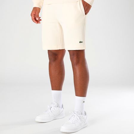 Lacoste - Pantalones cortos de jogging con logotipo bordado en cocodrilo beige