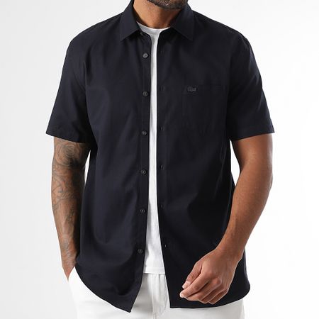 Lacoste - Azul Marino Camisa Manga Corta Bolsillo Regular Fit Logo Cocodrilo Bordado