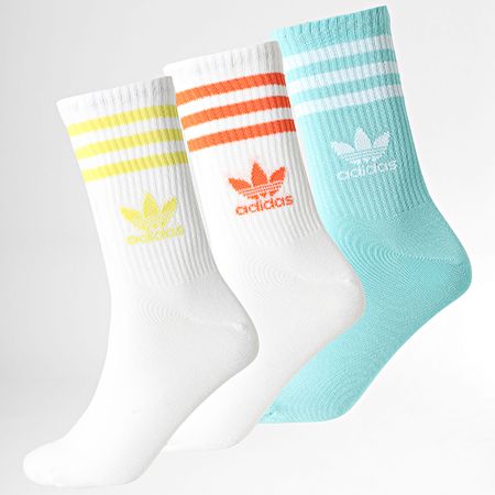 Adidas Originals - 3 Pares Calcetín JI9473 Blanco Azul Turquesa