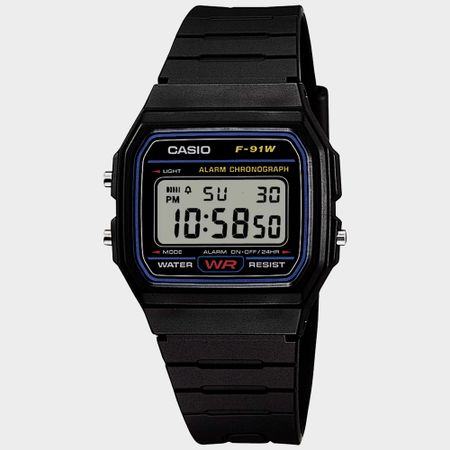 Casio - Reloj Colección F-91W-1YEG Negro Azul Real