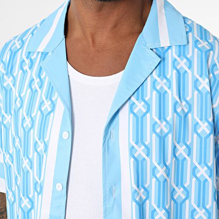 Zayne Paris  - Conjunto de camisa de manga corta y pantalón corto de jogging 087 Azul claro Blanco