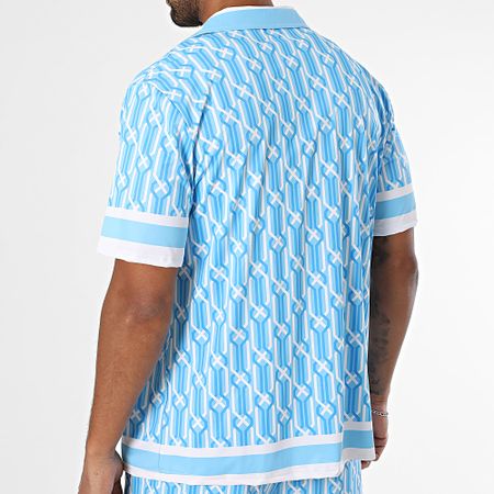 Zayne Paris  - Conjunto de camisa de manga corta y pantalón corto de jogging 087 Azul claro Blanco