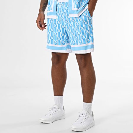 Zayne Paris  - Conjunto de camisa de manga corta y pantalón corto de jogging 087 Azul claro Blanco