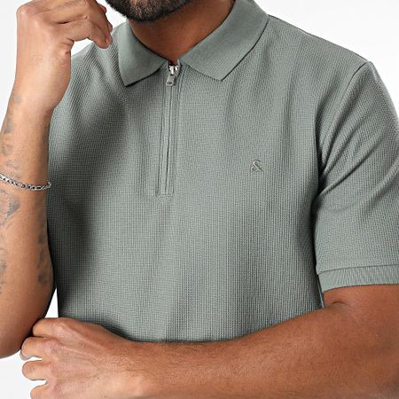 Jack And Jones - Polo Austin de manga corta con cremallera Verde