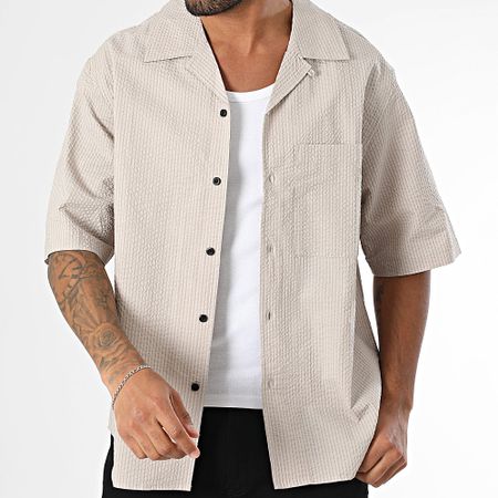 Urban Classics - Camisa de rayas de manga corta TB6409 Beige