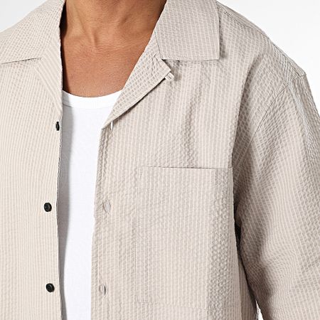 Urban Classics - Camisa de rayas de manga corta TB6409 Beige
