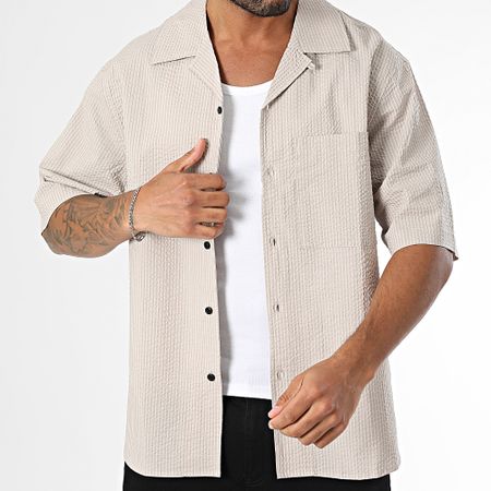 Urban Classics - Camisa de rayas de manga corta TB6409 Beige