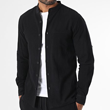 Zayne Paris  - Conjunto de camisa de manga larga y pantalón de verano 139 Negro