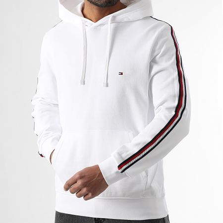 Tommy Hilfiger - Sudadera con capucha Global Stripe 8685 Blanca