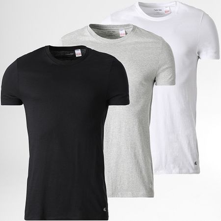 Calvin Klein - Lote de 3 camisetas 4051 Negro Gris Brezo Blanco