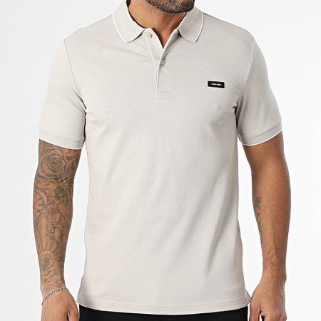 Calvin Klein - Polo Manga Slim Stretch Piqué Tipping 2751 Gris