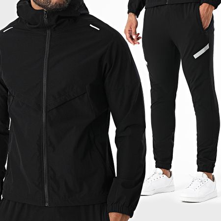 Zayne Paris  - 129 Conjunto de chaqueta con cremallera y capucha negra y pantalón de jogging