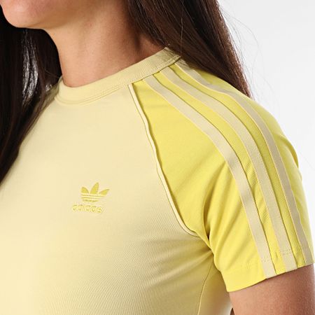 Adidas Originals - Camiseta 3 Rayas Slim Mujer JC6679 Amarillo