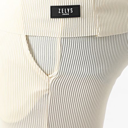 Zelys Paris - Conjunto de camiseta de canalé y pantalón corto de jogging Tilon Beige Claro