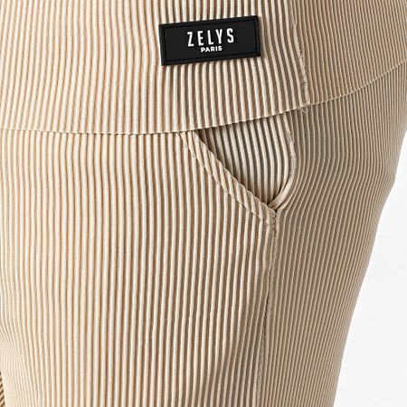 Zelys Paris - Conjunto de camiseta de canalé y pantalón corto de jogging Tilon Beige