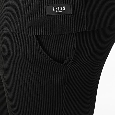 Zelys Paris - Conjunto de camiseta negra de canalé y pantalón corto de jogging Tilon