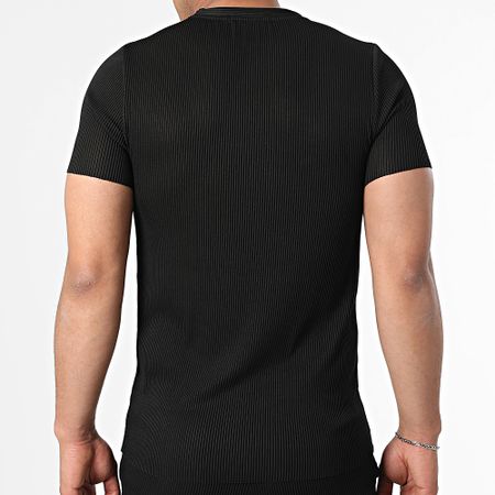 Zelys Paris - Conjunto de camiseta negra de canalé y pantalón corto de jogging Tilon