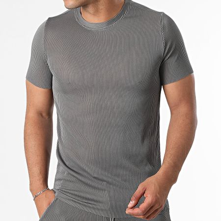 Zelys Paris - Conjunto de camiseta y pantalón corto de chándal Tilon gris antracita acanalado