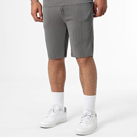 Zelys Paris - Conjunto de camiseta y pantalón corto de chándal Tilon gris antracita acanalado