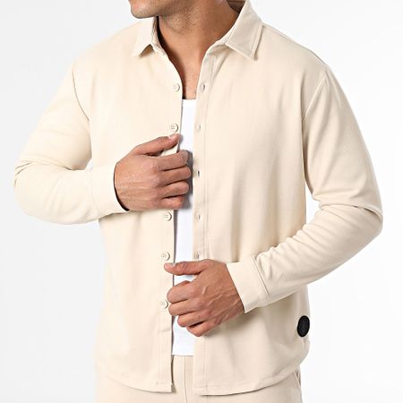Zelys Paris - Conjunto de camisa de manga larga y pantalón Giggy Beige