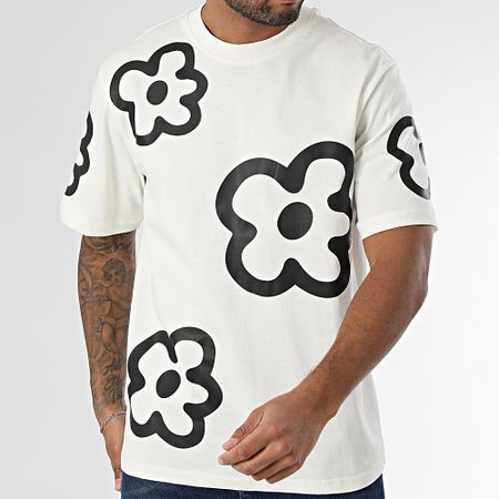 Frilivin - Camiseta oversize 08C Blanco Negro Floral