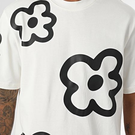 Frilivin - Camiseta oversize 08C Blanco Negro Floral